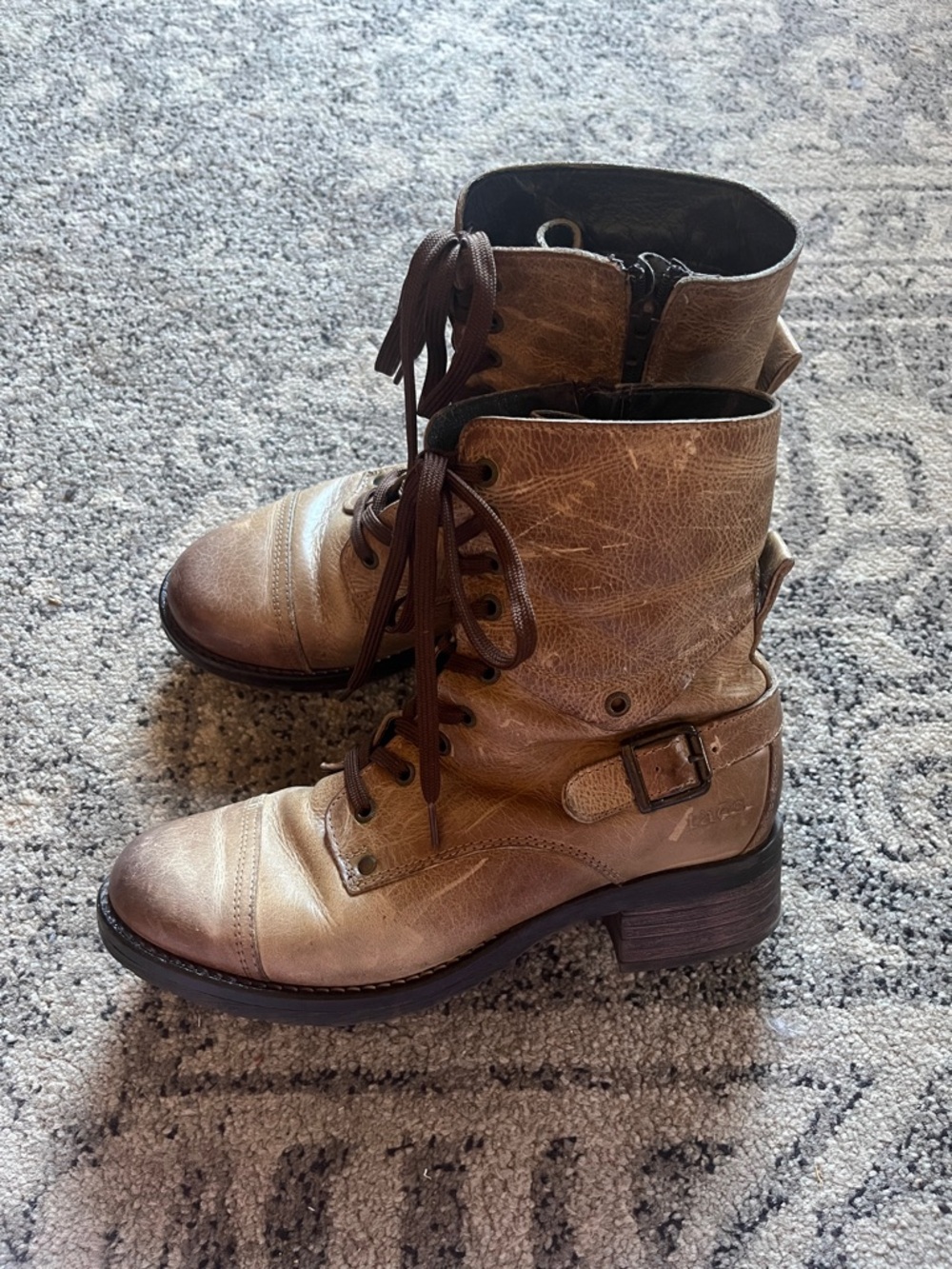 Women's Taos Leather Combat Boots with Buckles